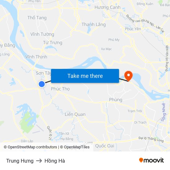 Trung Hưng to Hồng Hà map