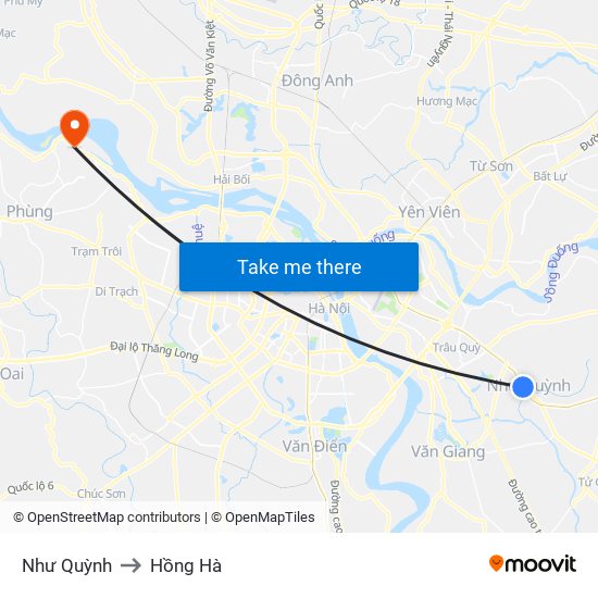 Như Quỳnh to Hồng Hà map