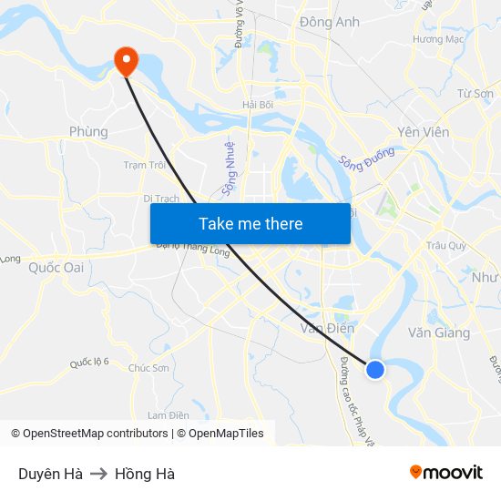 Duyên Hà to Hồng Hà map