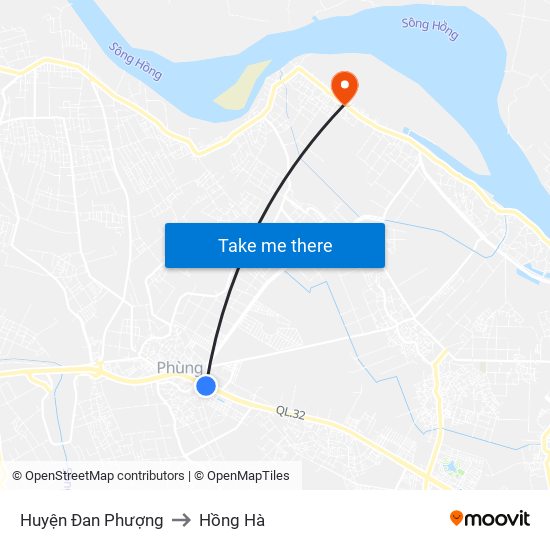 Huyện Đan Phượng to Hồng Hà map