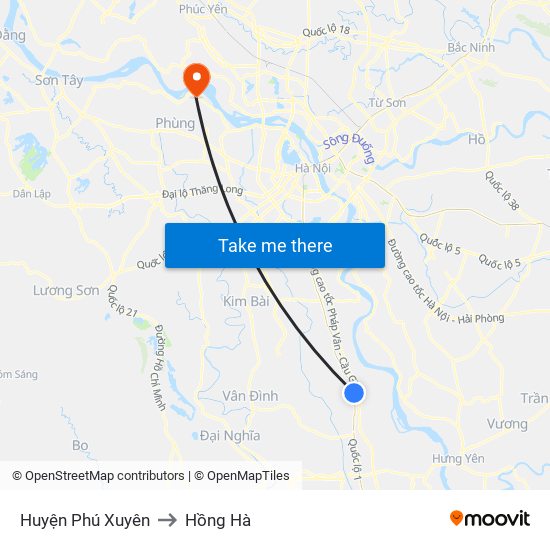 Huyện Phú Xuyên to Hồng Hà map