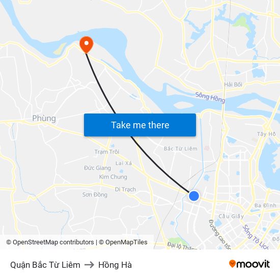 Quận Bắc Từ Liêm to Hồng Hà map