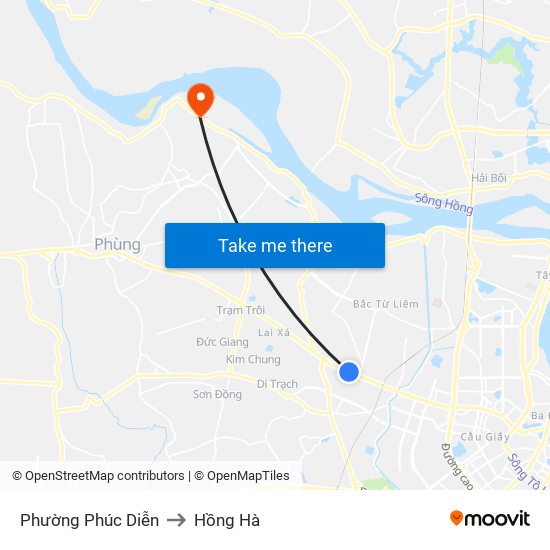 Phường Phúc Diễn to Hồng Hà map