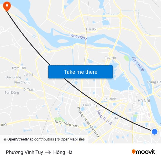 Phường Vĩnh Tuy to Hồng Hà map