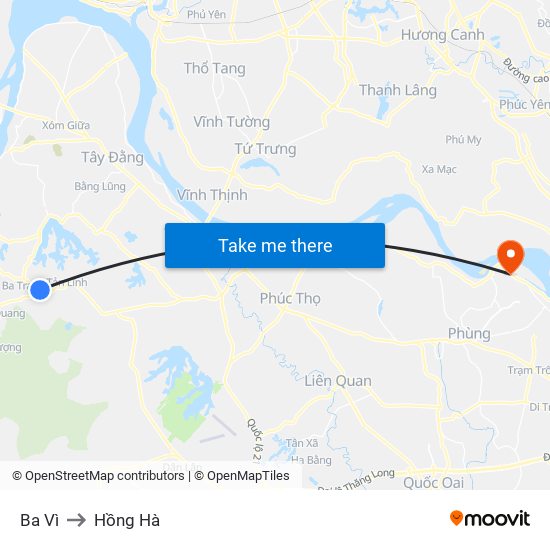 Ba Vì to Hồng Hà map