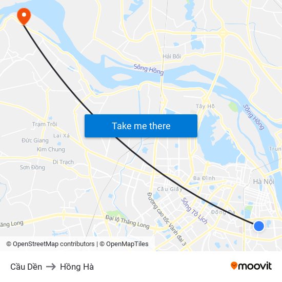 Cầu Dền to Hồng Hà map