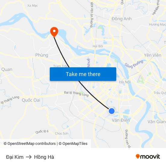 Đại Kim to Hồng Hà map