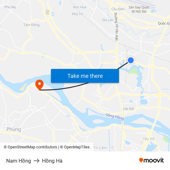 Nam Hồng to Hồng Hà map