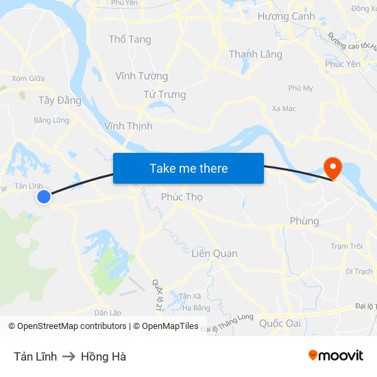 Tản Lĩnh to Hồng Hà map