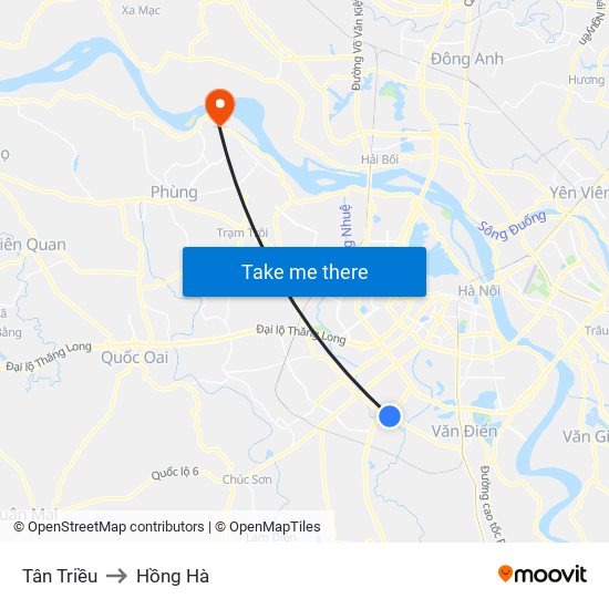 Tân Triều to Hồng Hà map