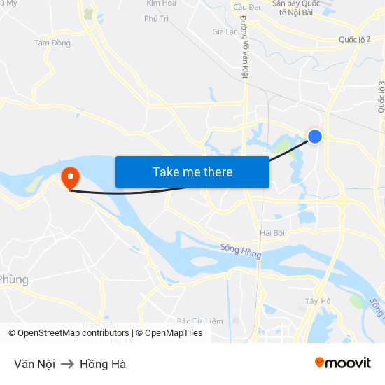 Vân Nội to Hồng Hà map