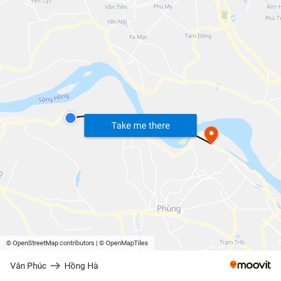 Vân Phúc to Hồng Hà map