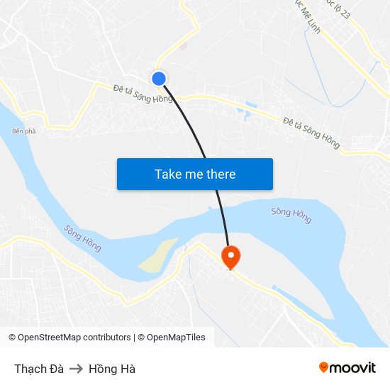 Thạch Đà to Hồng Hà map