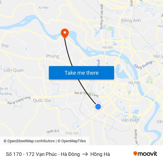 Số 170 - 172 Vạn Phúc - Hà Đông to Hồng Hà map