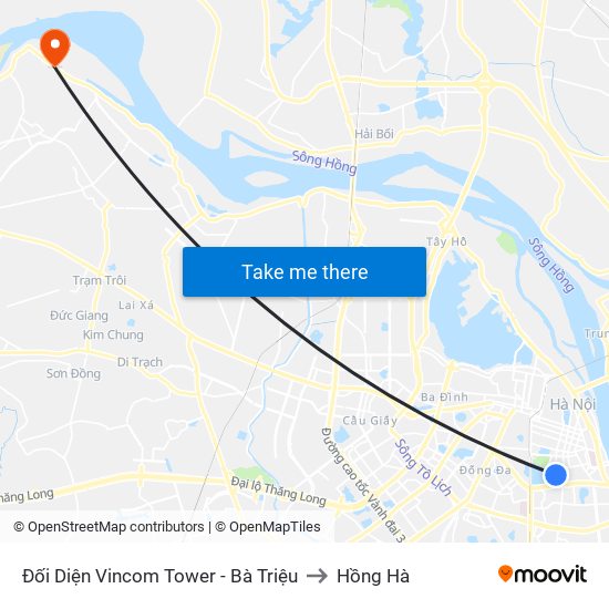 Đối Diện Vincom Tower - Bà Triệu to Hồng Hà map