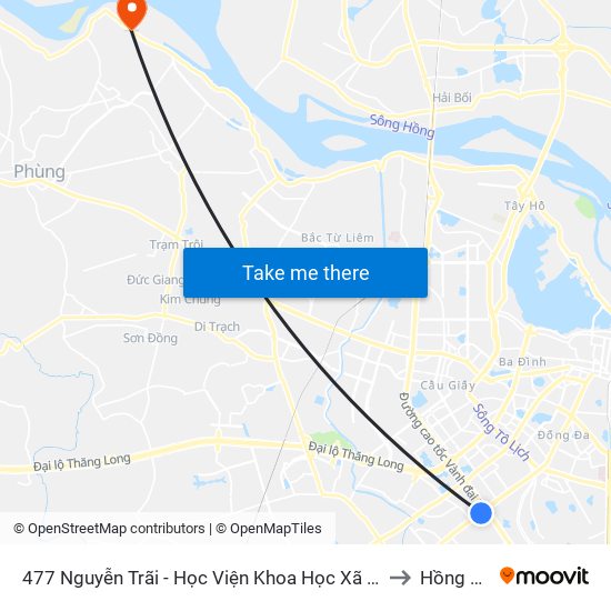 477 Nguyễn Trãi - Học Viện Khoa Học Xã Hội to Hồng Hà map