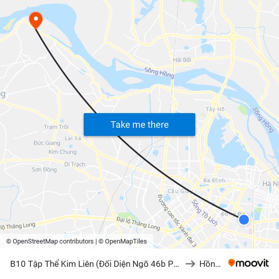 B10 Tập Thể Kim Liên (Đối Diện Ngõ 46b Phạm Ngọc Thạch) to Hồng Hà map