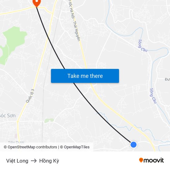 Việt Long to Hồng Kỳ map