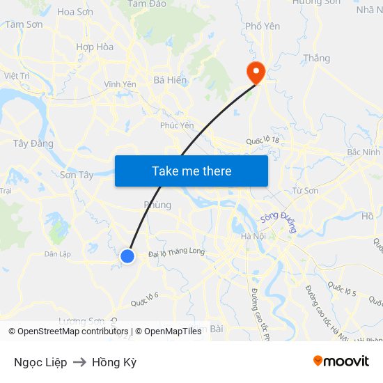 Ngọc Liệp to Hồng Kỳ map