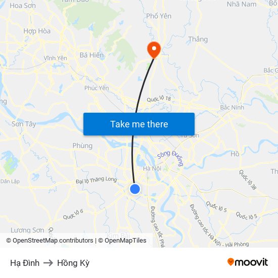 Hạ Đình to Hồng Kỳ map