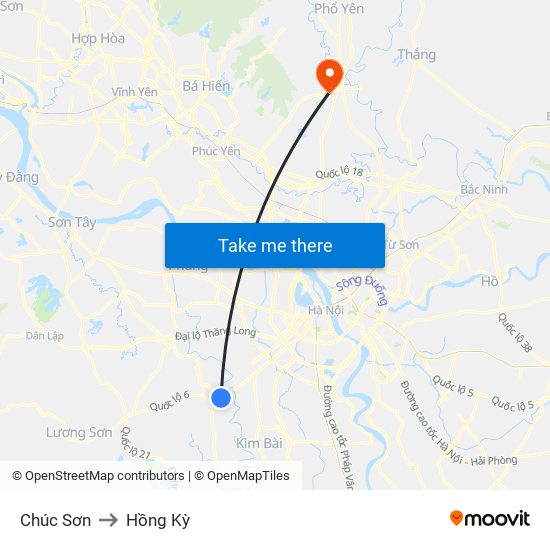 Chúc Sơn to Hồng Kỳ map