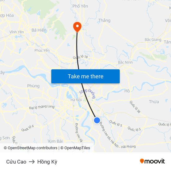 Cửu Cao to Hồng Kỳ map