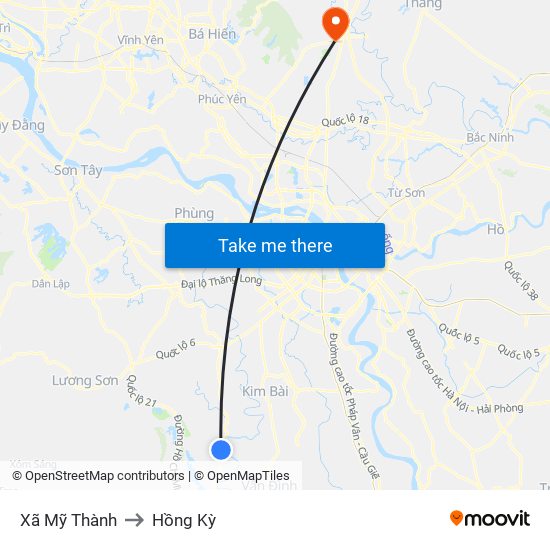 Xã Mỹ Thành to Hồng Kỳ map