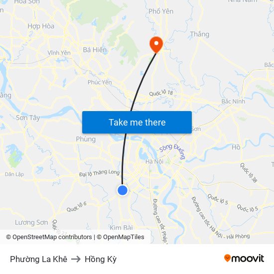 Phường La Khê to Hồng Kỳ map