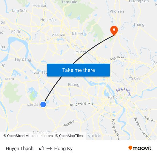 Huyện Thạch Thất to Hồng Kỳ map