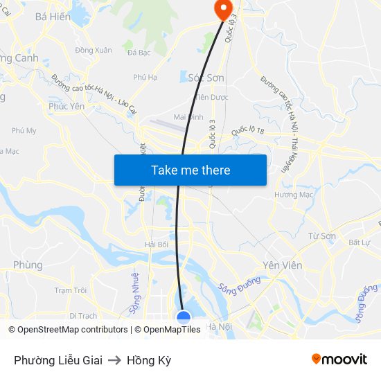 Phường Liễu Giai to Hồng Kỳ map