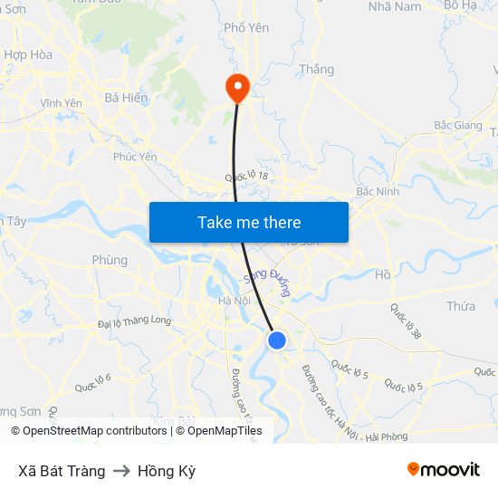 Xã Bát Tràng to Hồng Kỳ map