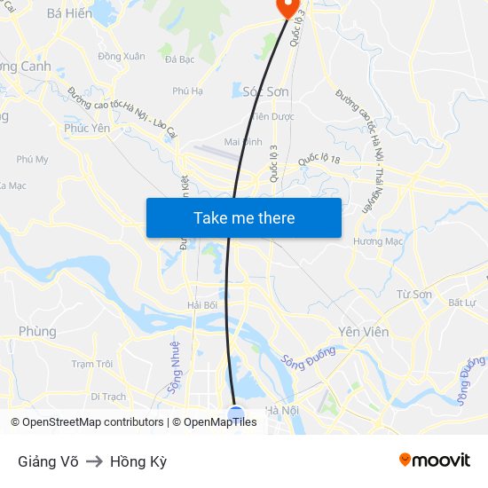 Giảng Võ to Hồng Kỳ map