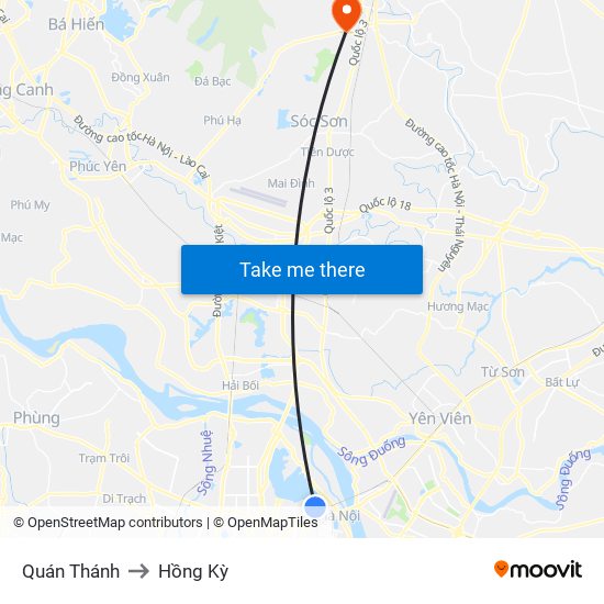 Quán Thánh to Hồng Kỳ map