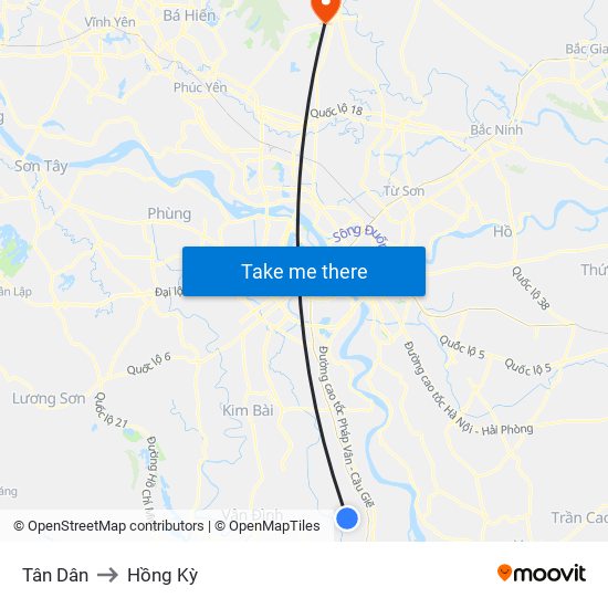 Tân Dân to Hồng Kỳ map