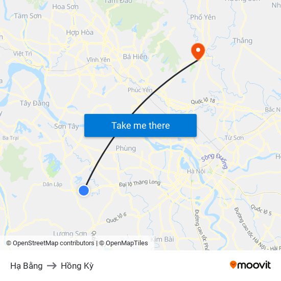 Hạ Bằng to Hồng Kỳ map