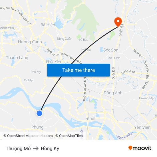 Thượng Mỗ to Hồng Kỳ map