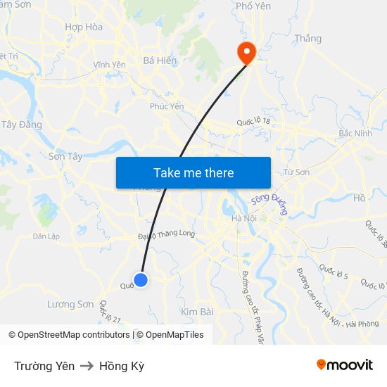 Trường Yên to Hồng Kỳ map