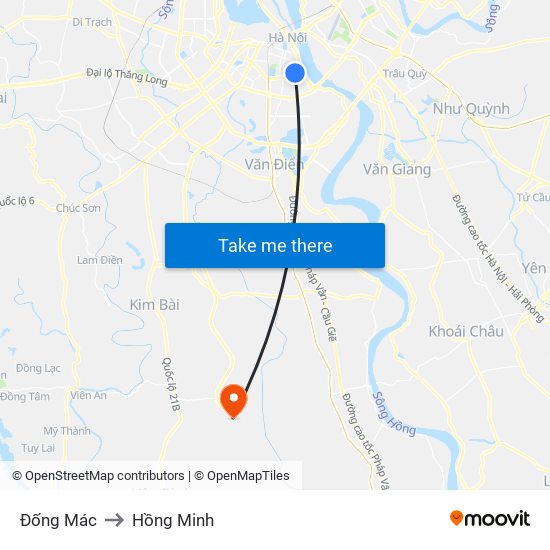 Đống Mác to Hồng Minh map