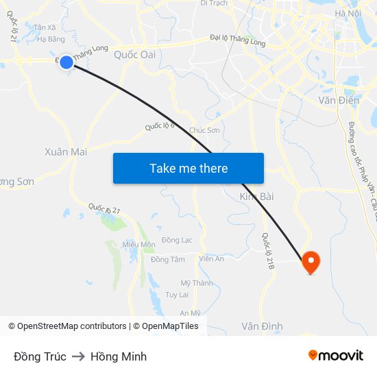 Đồng Trúc to Hồng Minh map