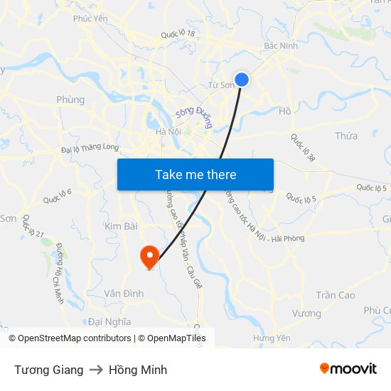 Tương Giang to Hồng Minh map