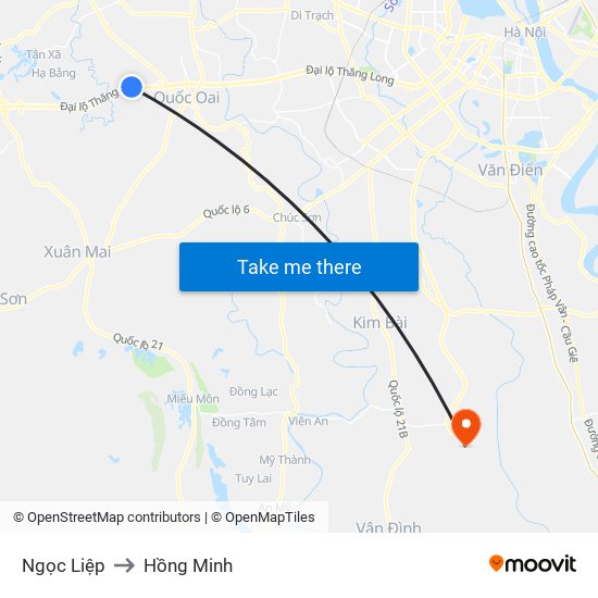 Ngọc Liệp to Hồng Minh map