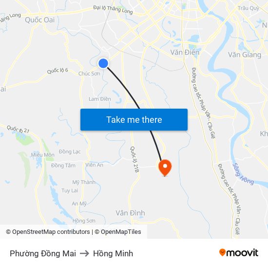Phường Đồng Mai to Hồng Minh map