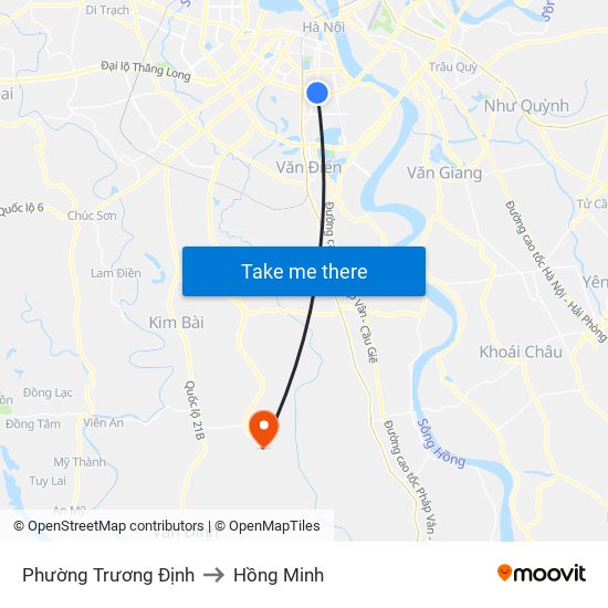 Phường Trương Định to Hồng Minh map