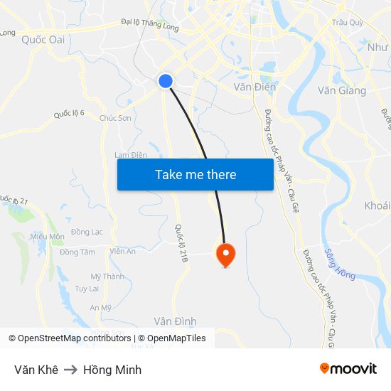 Văn Khê to Hồng Minh map