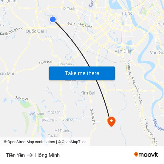 Tiền Yên to Hồng Minh map