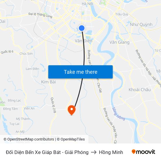 Đối Diện Bến Xe Giáp Bát - Giải Phóng to Hồng Minh map