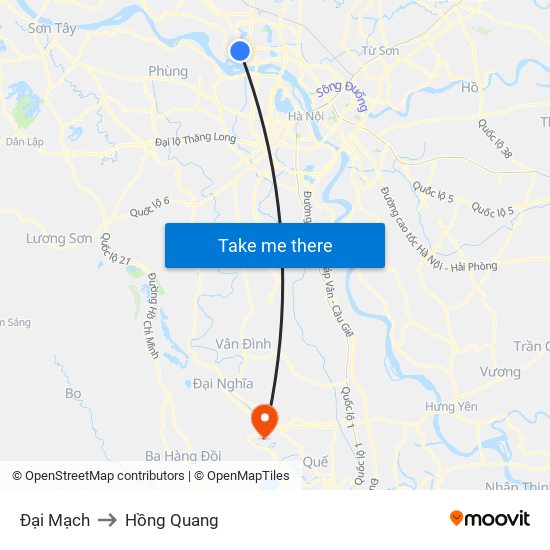 Đại Mạch to Hồng Quang map