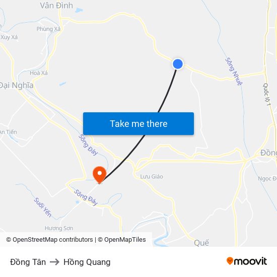 Đồng Tân to Hồng Quang map
