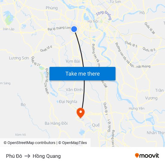Phú Đô to Hồng Quang map