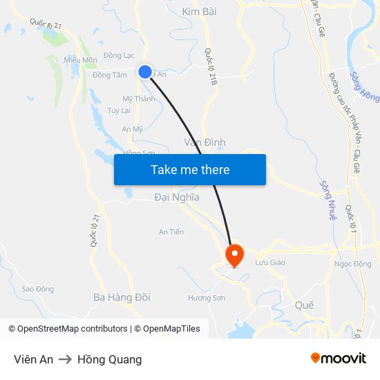 Viên An to Hồng Quang map